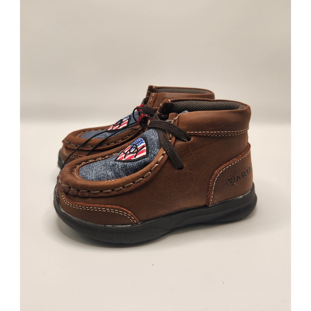 NEW Ariat Boys Western Denim Design Toddler Leather Hi Top Shoe Size 4 (9-12mos)